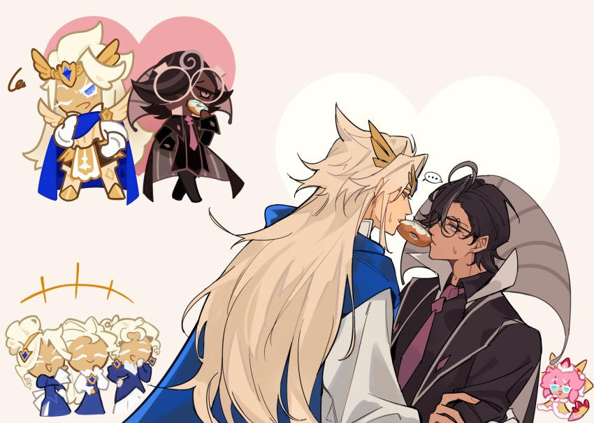 2boys, black_coat, black_hair, blonde_hair, character_request, coat, cookie_run, dark-skinned_male