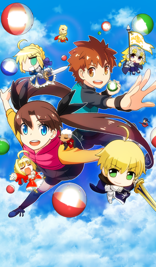 4girls, 5boys, ahoge, archer_(fate), armor, arthur_pendragon_(fate), artoria_pendragon_(fate), banner