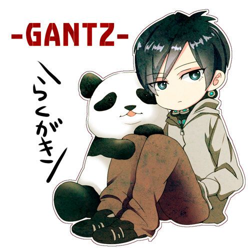00s, black_hair, gantz, hoi_hoi, hood, hoodie, lowres, nishi_jouichirou, panda