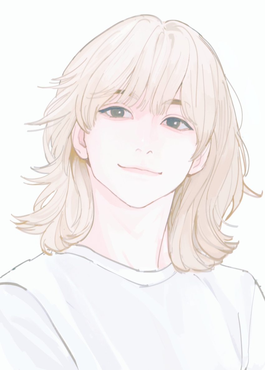 1boy, black_eyes, blonde_hair, closed_mouth, commentary, highres, jeonghan_(seventeen), k-pop