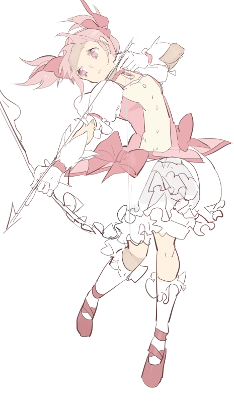 1girl, arrow_(projectile), bow, bow_(weapon), commentary, drawing_bow, dress_bow, english_commentary