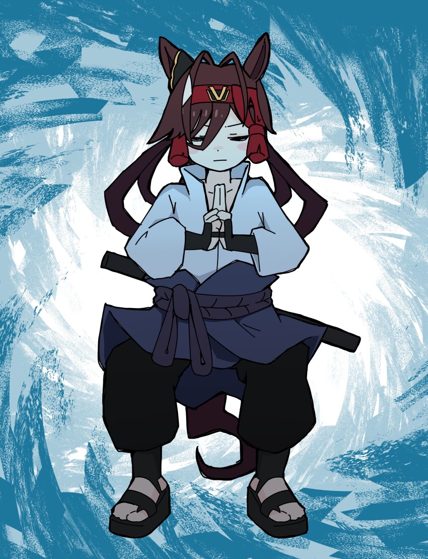 1girl, absurdres, animal_ears, balancing_sasuke, blunt_tresses, brown_hair, closed_eyes, cosplay