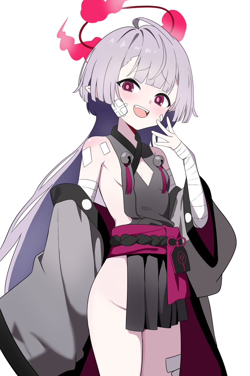 1girl, absurdres, allen_(user_rtdw8823), armpits, bandaged_arm, bandaged_hand, bandages, bare_shoulders