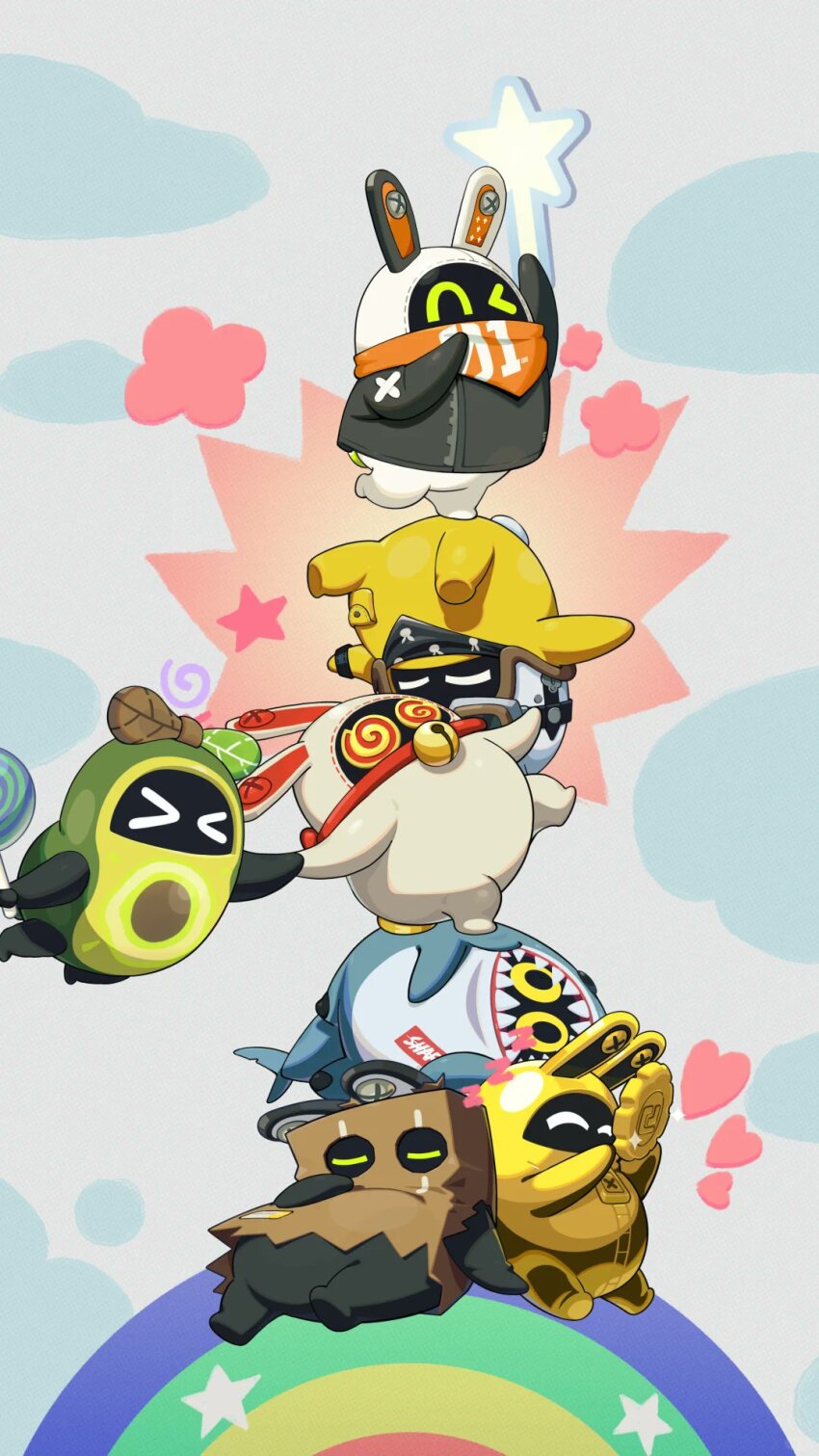 !, >_<, >_o, 6+others, @_@, artist_request, avocaboo_(zenless_zone_zero), bag