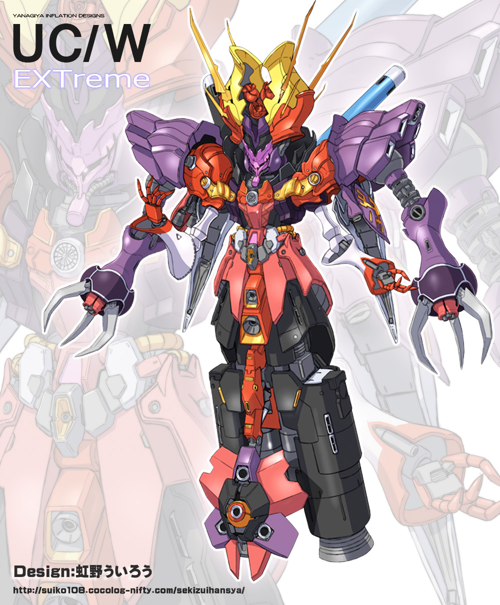 extra_arms, flower, fusion, gundam, gundam_unicorn, highres, kamen_rider, kamen_rider_w