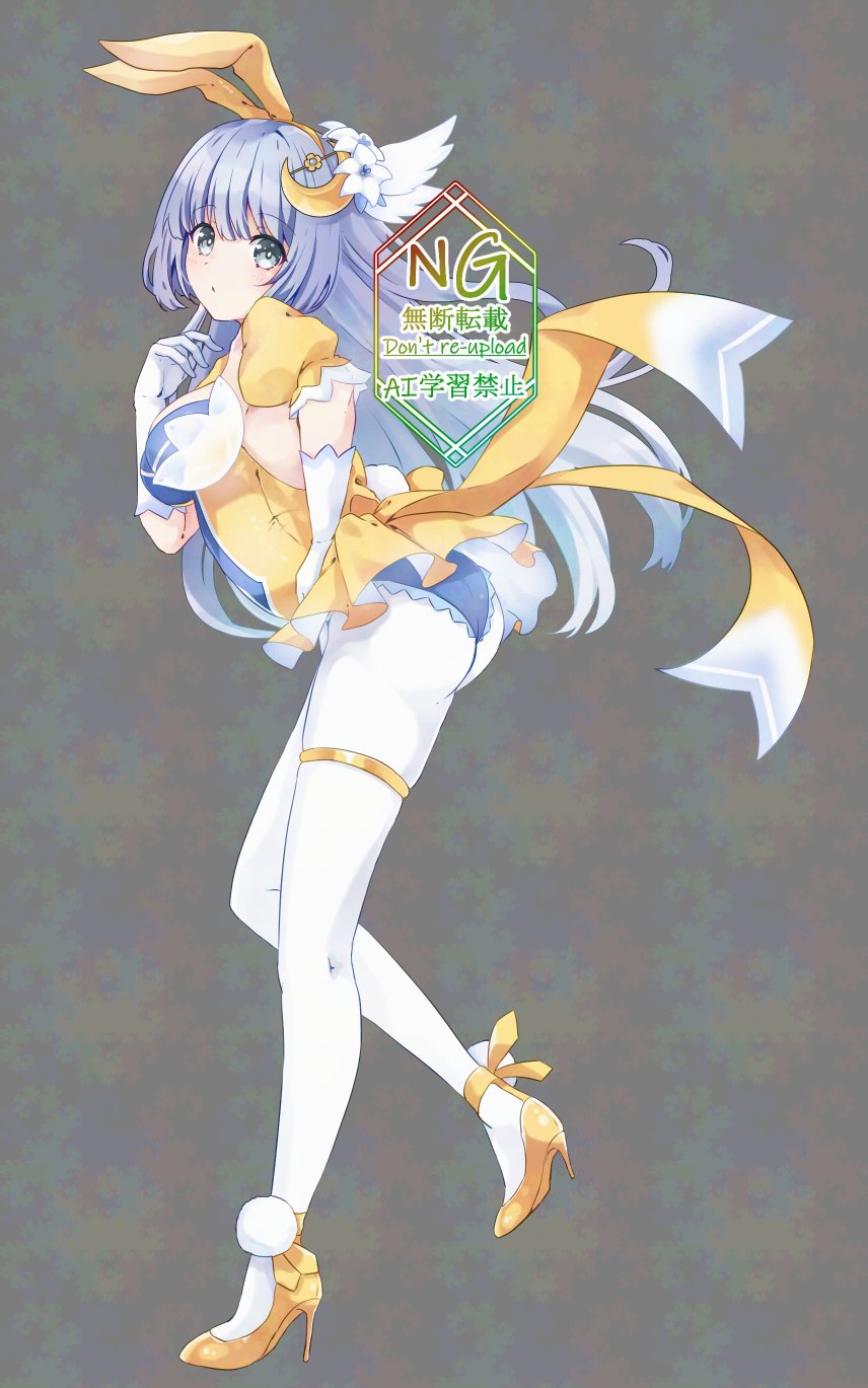 1girl, ass, breasts, date_a_live, dress, gloves, grey_eyes, grey_hair