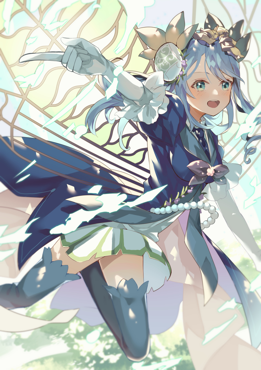 1girl, absurdres, aromage_rosemary, aromalilith_rosemary, ascot, blue_ascot, blue_eyes, blue_hair