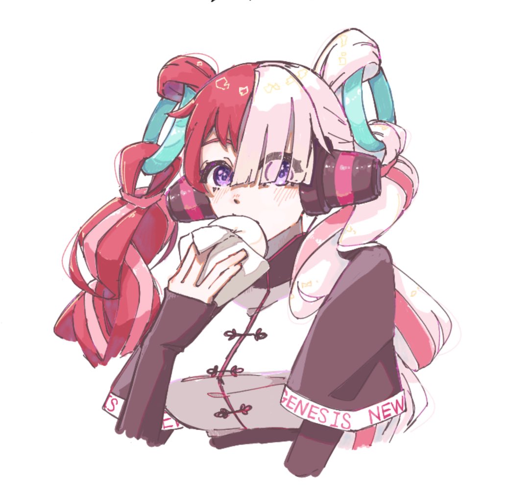 1girl, anman, black_gloves, commentary_request, eating, elbow_gloves, food, gloves