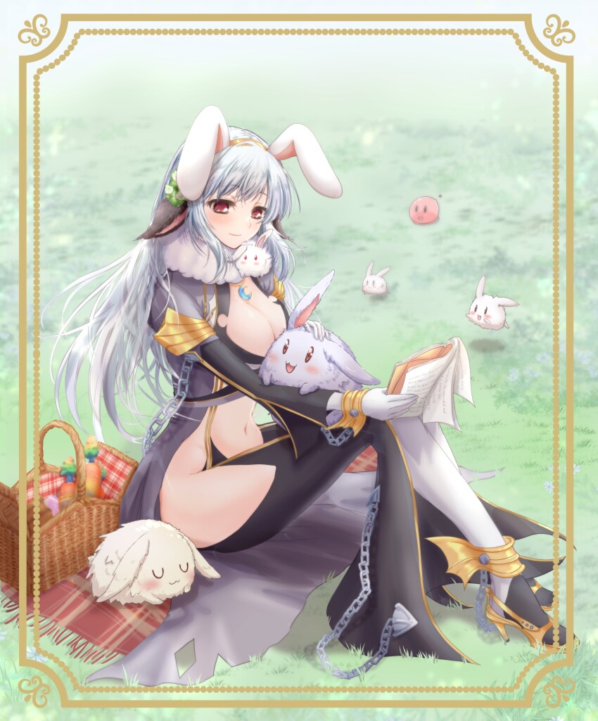 1girl, :3, absurdres, animal_ears, black_pants, blush, breasts, brown_eyes