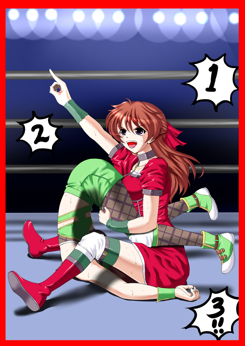 2girls, catfight, highres, multiple_girls, mutou_megumi, santos, smile, sweat