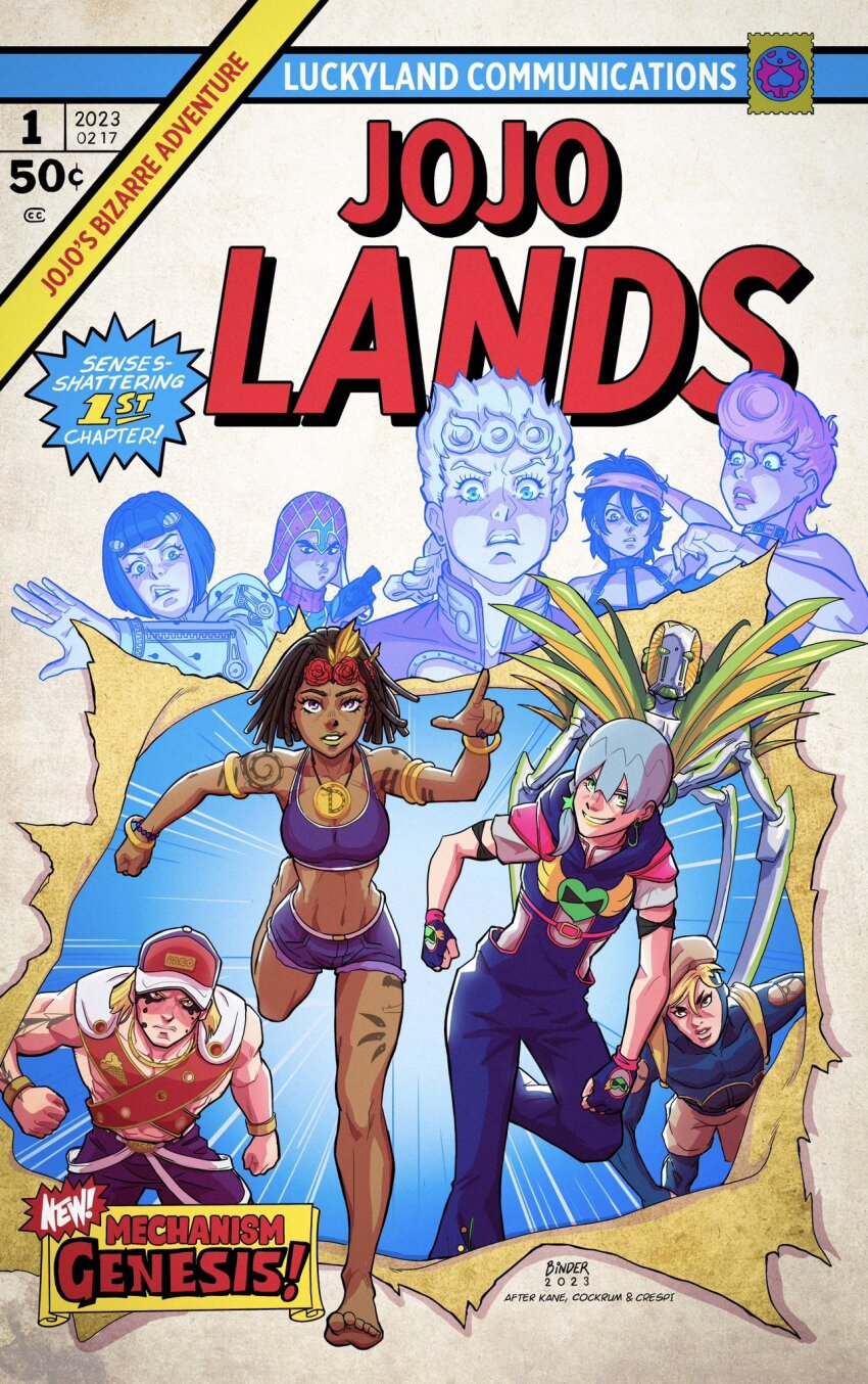 1girl, 2023, 6+boys, arm_behind_head, armlet, back, barefoot, baseball_cap