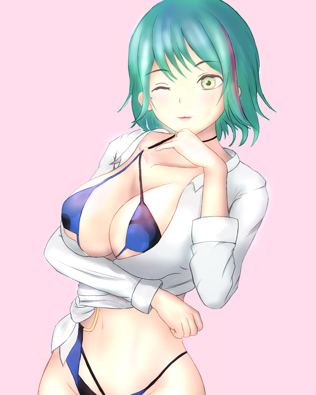 1girl, breasts, dead_or_alive, dead_or_alive_xtreme, dead_or_alive_xtreme_venus_vacation, green_hair, highres, large_breasts