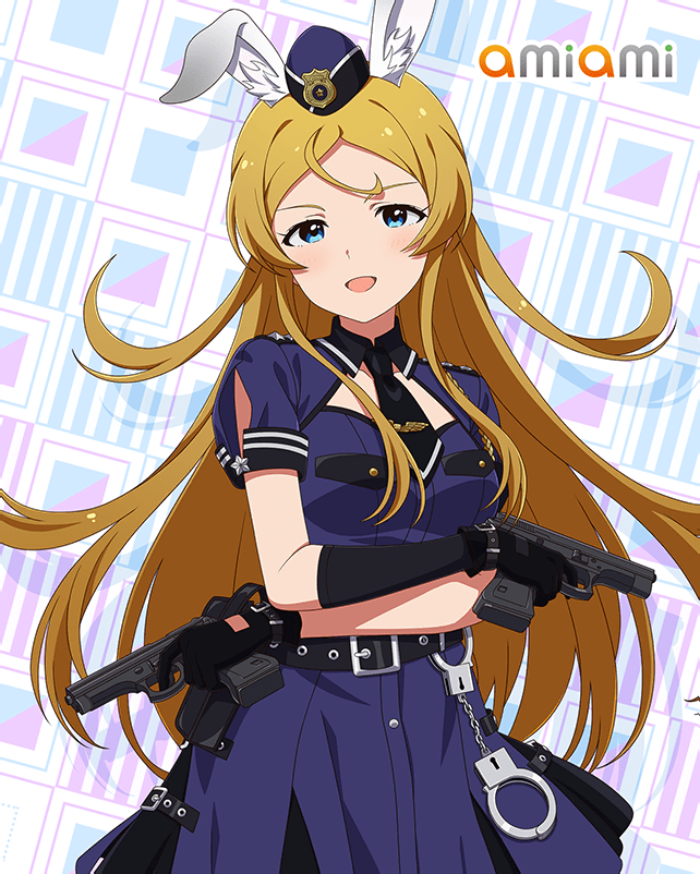 1girl, amiami_(company), animal_ears, anime_coloring, black_gloves, black_necktie, blonde_hair, blue_eyes