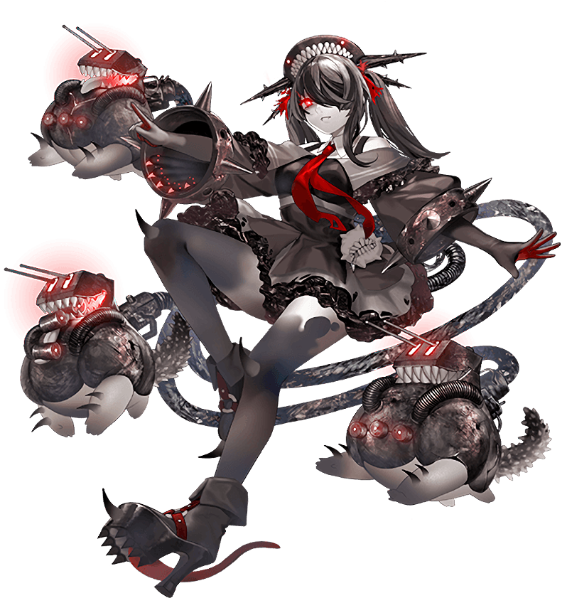 1girl, abyssal_ship, bare_shoulders, black_dress, black_gloves, black_hair, black_sclera, black_shoes