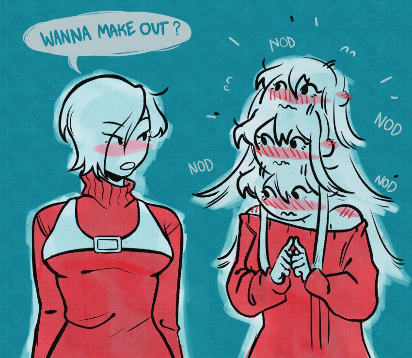 2girls, absurdres, ada_wong, black_hair, blush, breasts, crossover, dress