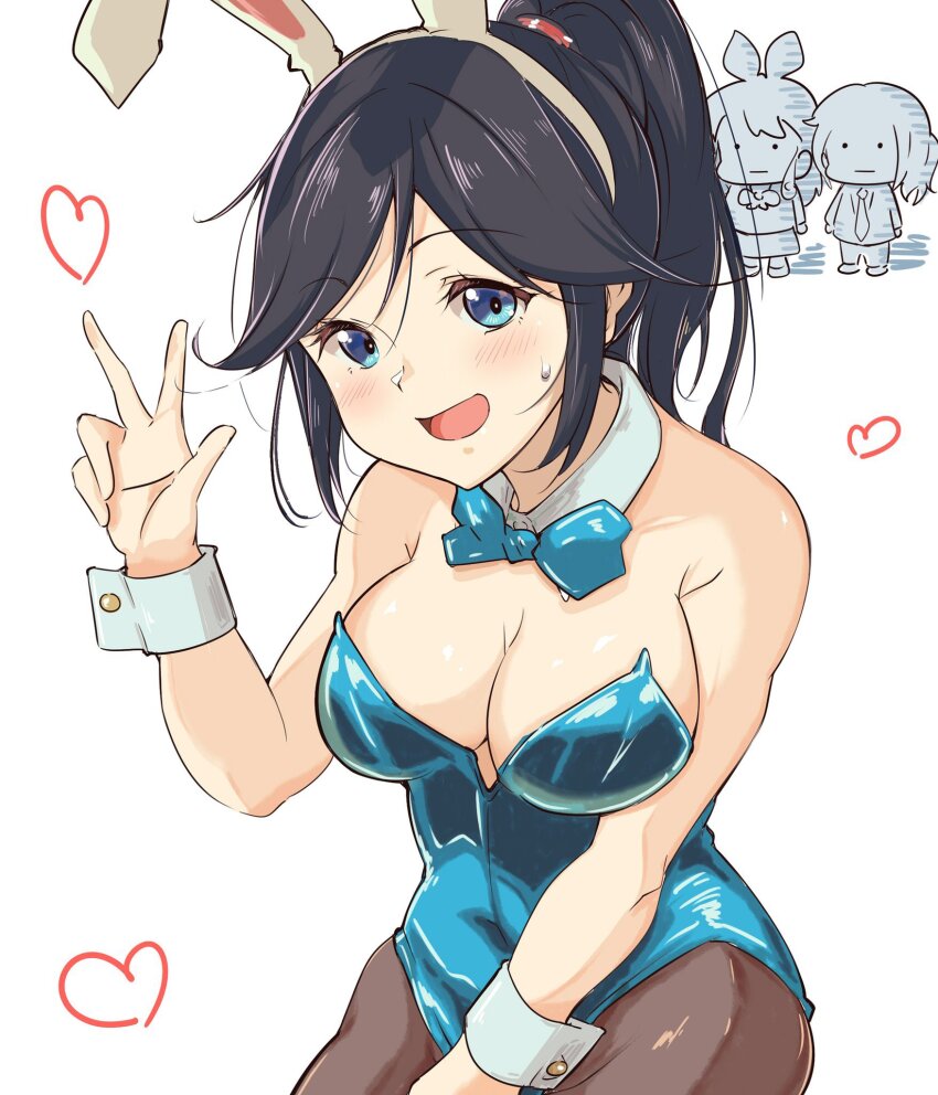 animal_ears, black_hair, blue_eyes, blue_leotard, blush, collar, hibike!_euphonium, highres