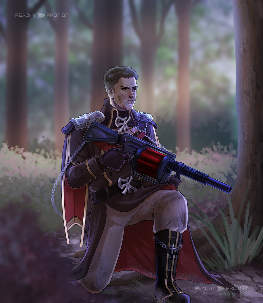 1boy, black_boots, black_coat, black_gloves, blurry, blurry_background, boots, buttons