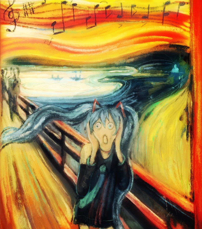 1girl, black_eyes, black_shirt, blue_hair, blue_necktie, braid, collared_shirt, commentary