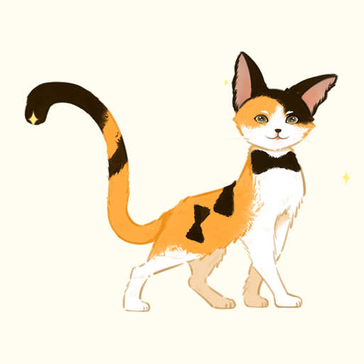 animal_focus, black_bow, black_bowtie, bow, bowtie, bowtie_cat, calico_(pattern), chinese_commentary, commentary_request, green_eyes, infinity_nikki, looking_at_viewer, nikki_(series), no_humans, parted_lips, simple_background, solo, sparkle, traditional_bowtie, yellow_background, yuechuan_lingling