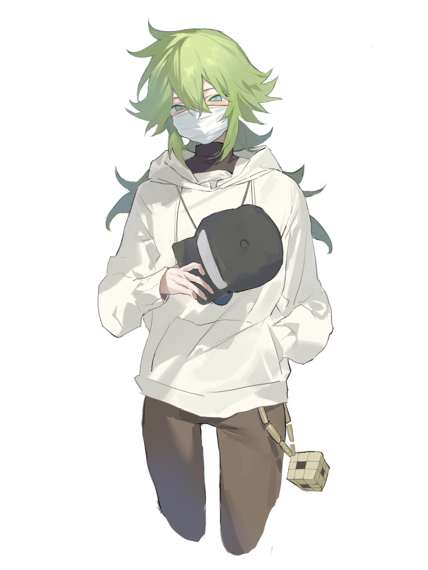 1boy, absurdres, black_pants, black_shirt, blue_eyes, blush, cropped_legs, cube