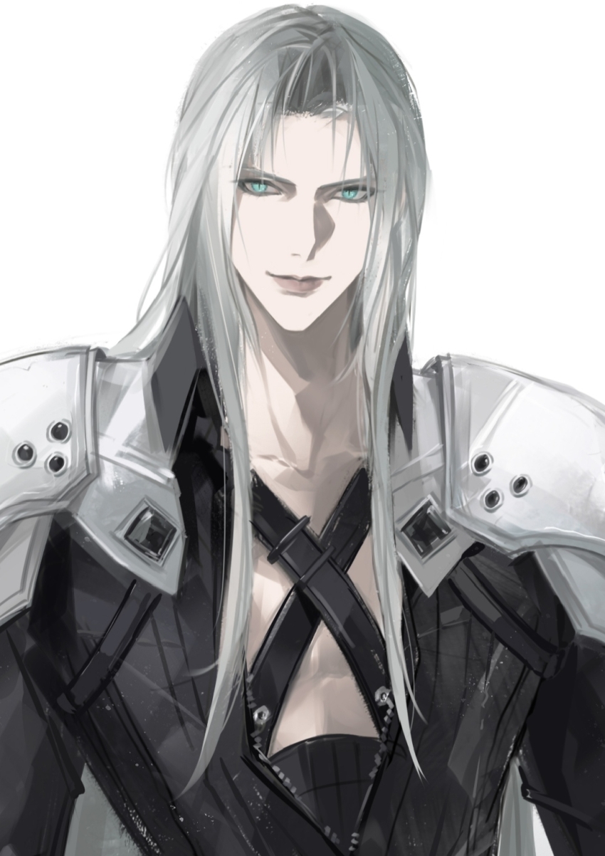 1boy, armor, black_coat, chains39550, chinese_commentary, closed_mouth, coat, collarbone