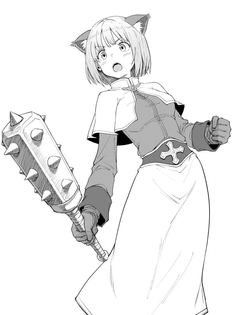 1girl, absurdres, acolyte_(ragnarok_online), animal_ears, blush, breasts, capelet, cat_ears