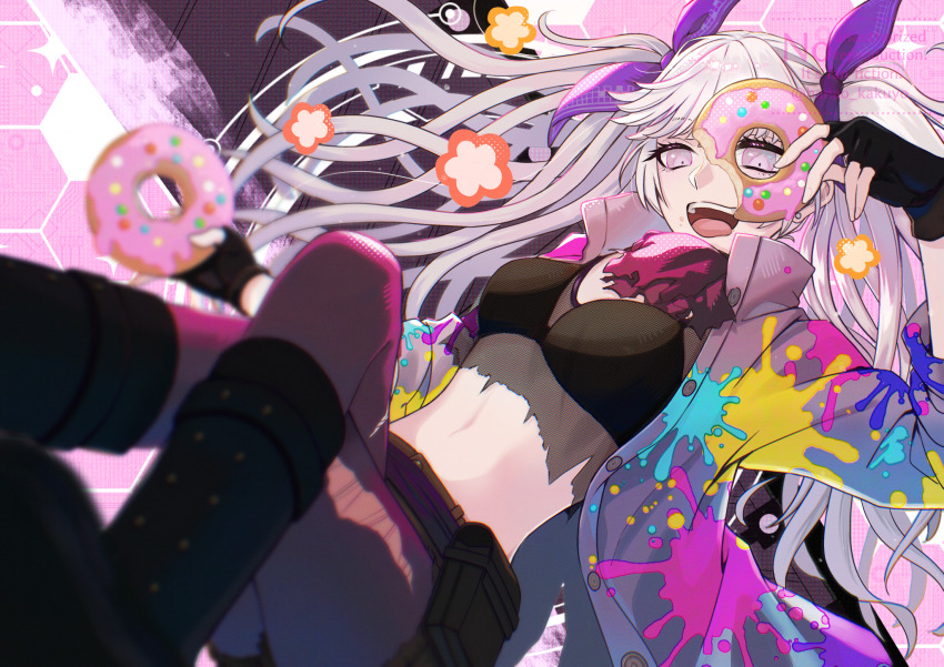 1girl, belt_pouch, black_boots, black_bra, black_gloves, boots, bow, bra