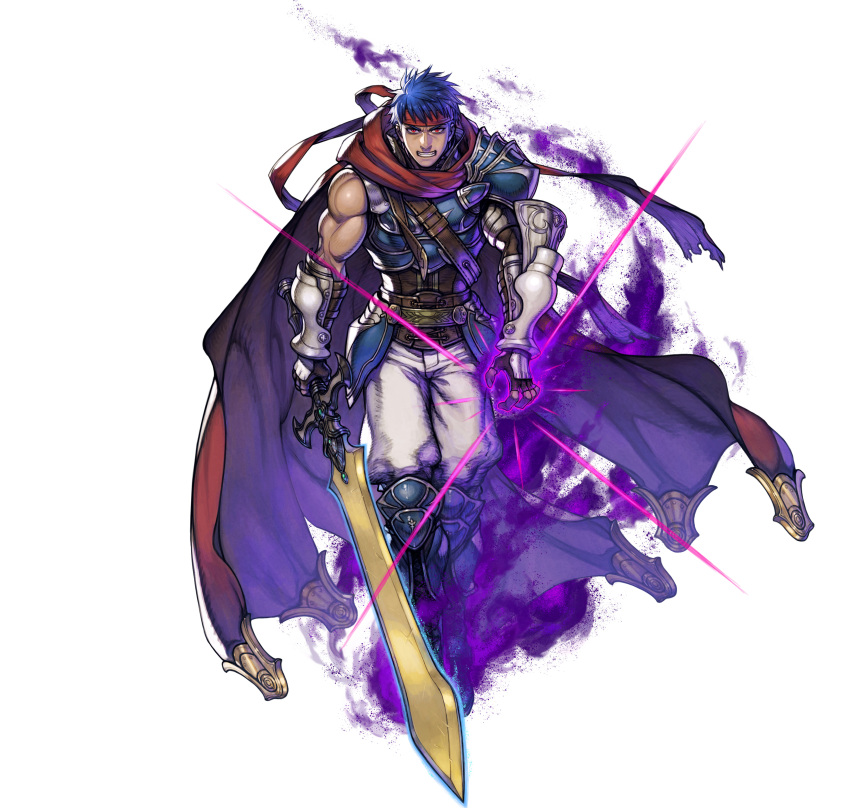 1boy, absurdres, armor, aura, blue_hair, cape, clenched_teeth, commentary_request