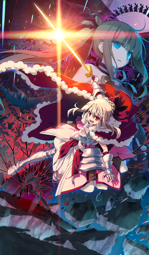 1boy, 2girls, all_fours, armor, armored_boots, artoria_pendragon_(fate), bare_shoulders, black_dress