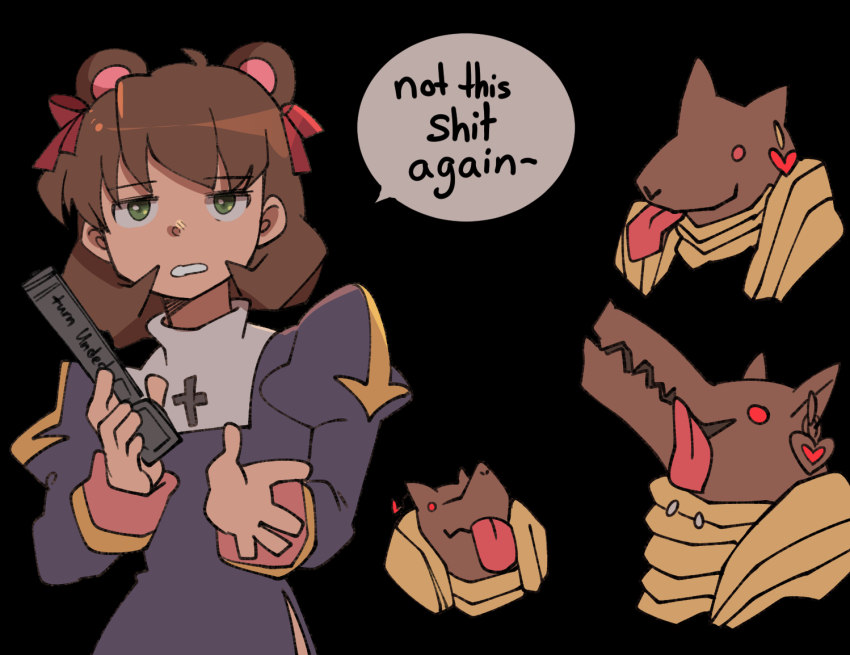 1girl, animal_ears, anubis_(ragnarok_online), black_background, bored, bow, brown_hair, charmwitch