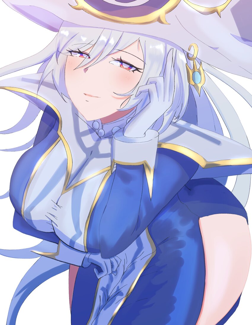 1girl, absurdres, breasts, clothing_cutout, conicalart, duel_monster, gloves, grey_hair