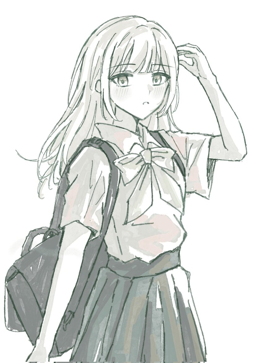 1girl, backpack, bag, bang_dream!, bang_dream!_it's_mygo!!!!!, blush, bow, bowtie