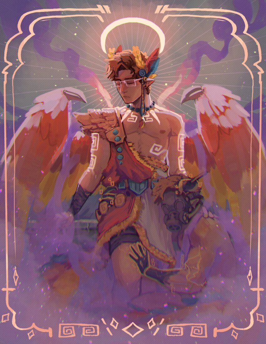 2boys, alternate_costume, border, brown_hair, commentary, couple, elmariana, english_commentary