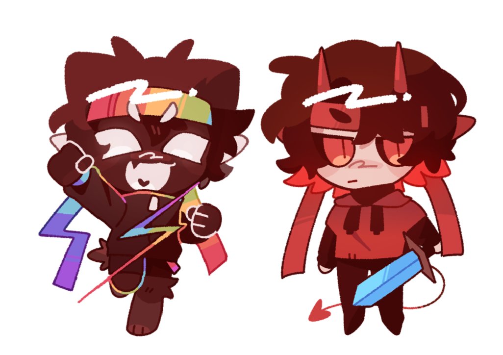 2boys, animification, avo_(avo0930), black_hair, black_jacket, black_sclera, black_skin, chibi