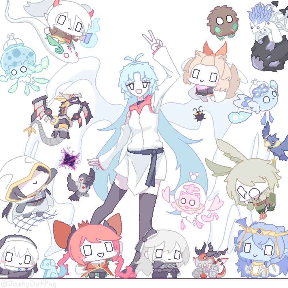 1other, 6+girls, angel_wings, ash_blossom_&amp;_joyous_spring, bird, blue_hair, bug, bystial_magnumhut
