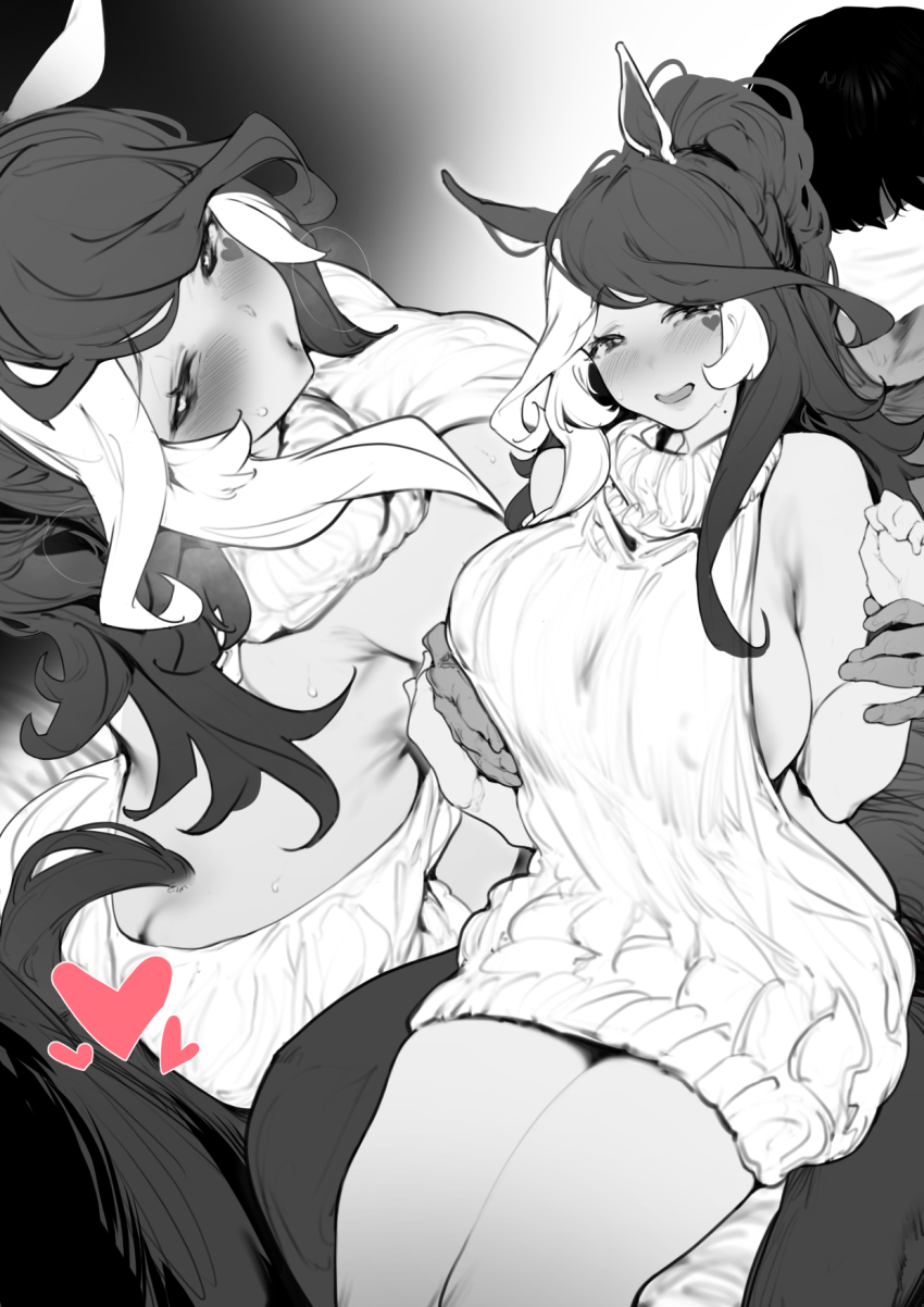 1boy, 1girl, alternate_costume, ass, breasts, butt_crack, censored, commentary_request