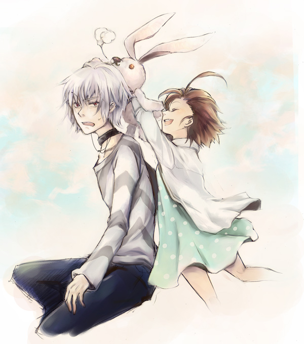 accelerator_(toaru_majutsu_no_index), ahoge, albino, brown_hair, choker, dress, last_order_(toaru_majutsu_no_index), lepta