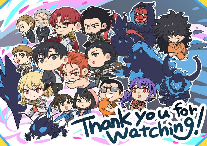 4girls, 6+boys, absurdres, armor, baek_yoon-ho, bear, beru_(solo_leveling), black_hair