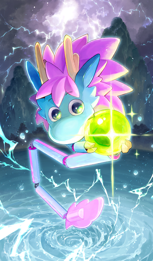 commentary, diffraction_spikes, dragon, eastern_dragon, fate/grand_order, fate_(series), glint, holding_orb