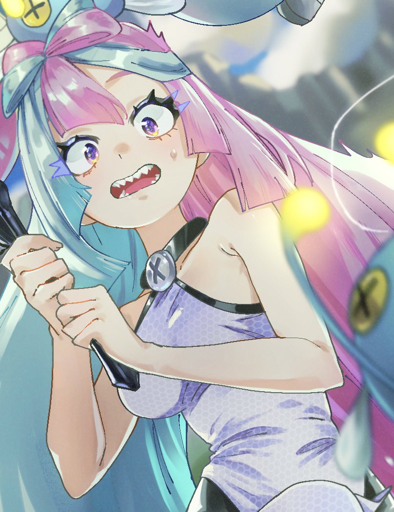 1girl, chinchou, gen_2_pokemon, iono_(pokemon), ni_(7no8210mare), nintendo, open_mouth, pokemon