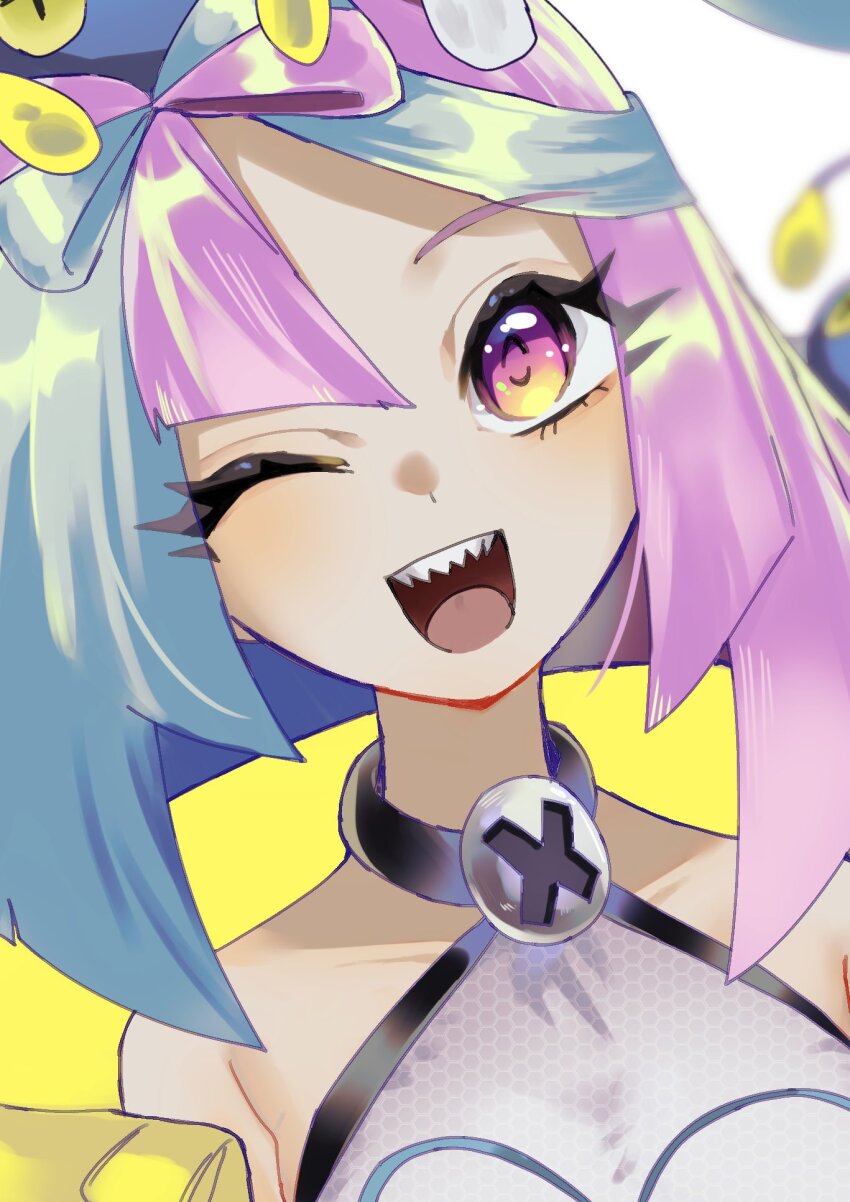 chinchou, gen_2_pokemon, highres, iono_(pokemon), ni_(7no8210mare), nintendo, one_eye_closed, open_mouth