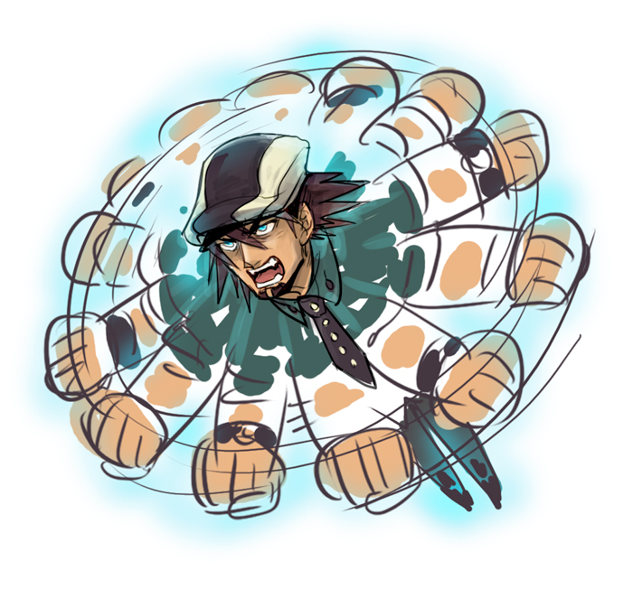 10s, 1boy, hat, kaburagi_t._kotetsu, male_focus, necktie, paipai, solo, spinning, surreal, tiger_&amp;_bunny, what