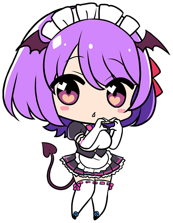 1girl, apron, bat_hair_ornament, black_dress, black_skirt, black_tail, blush, bow