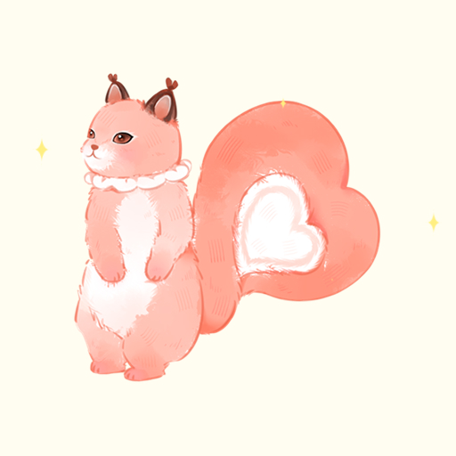 animal_focus, brown_eyes, chinese_commentary, closed_mouth, commentary_request, cushion_squirrel_(infinity_nikki), expressionless, heart