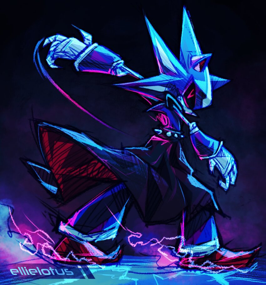 1boy, arm_up, black_choker, choker, ellie_lotus, glowing, glowing_eyes, highres