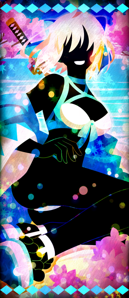 1girl, bikini, blonde_hair, breasts, cherry_blossoms, commentary_request, faceless, faceless_female