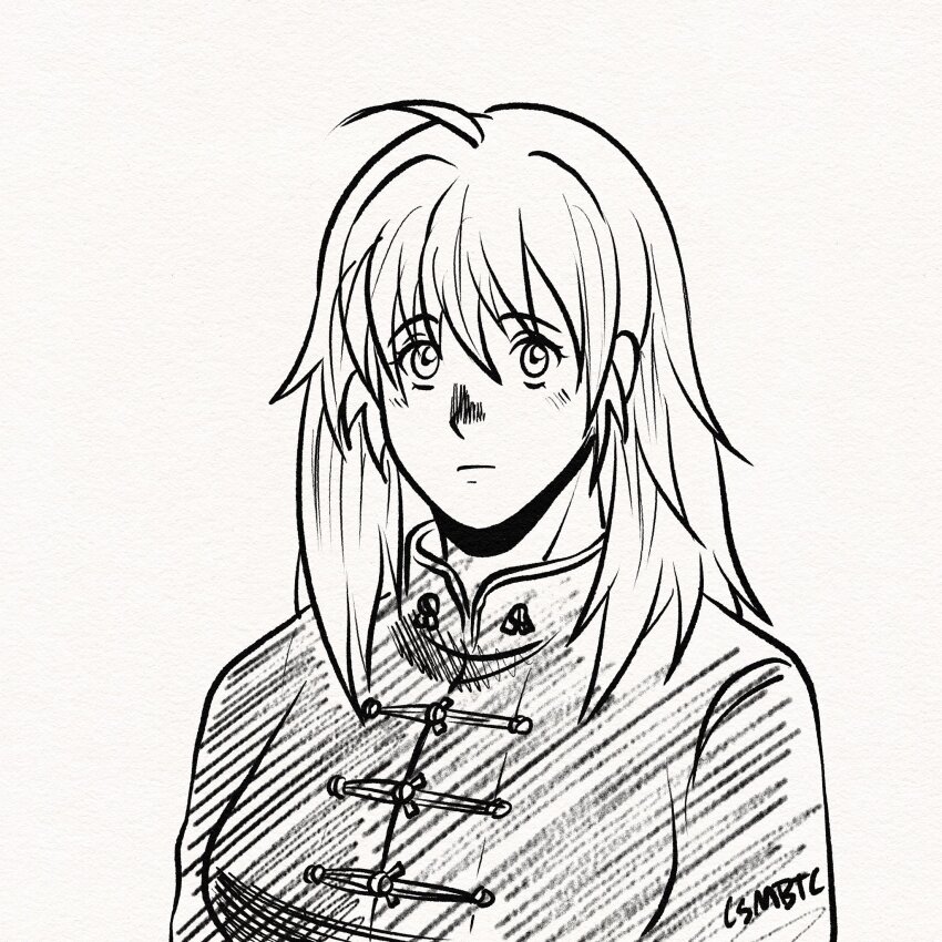 1girl, ahoge, chinese_clothes, closed_mouth, commentary, csmbtc, dorohedoro, english_commentary