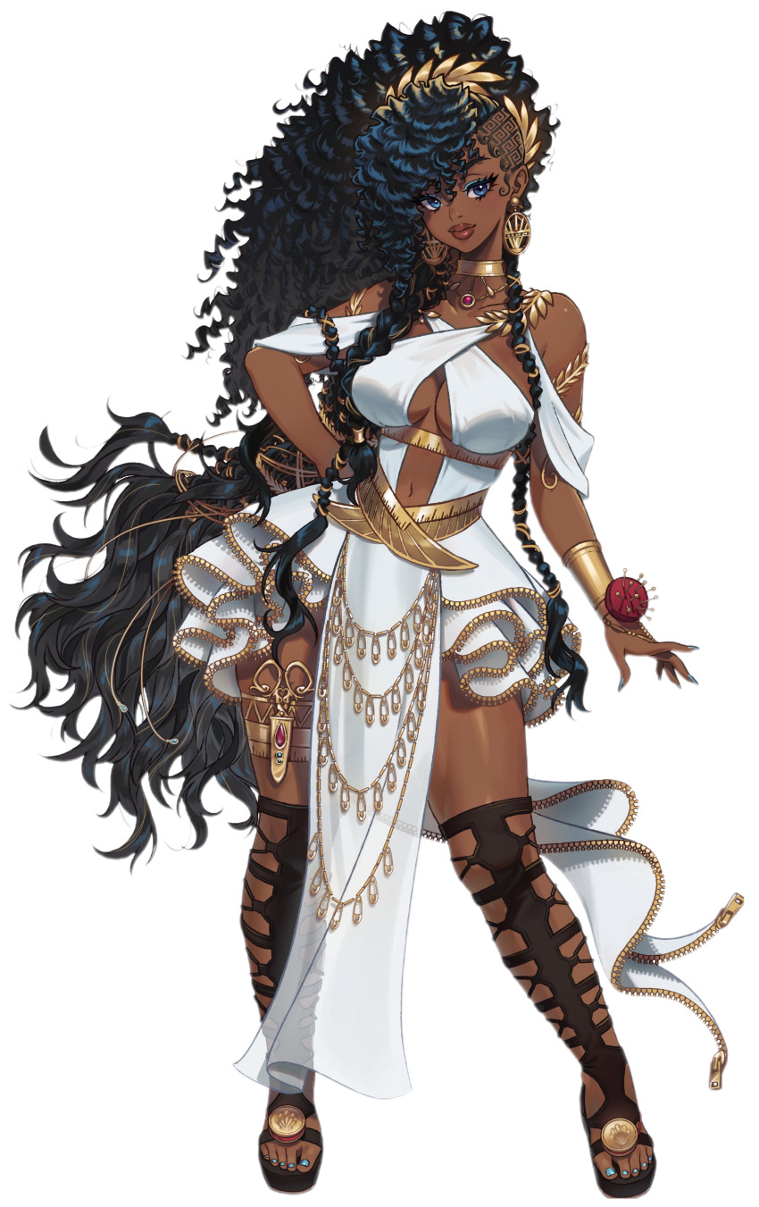 1girl, absurdres, anarkee_(vtuber), asymmetrical_hair, black_hair, blue_eyes, blue_eyeshadow, blue_nails