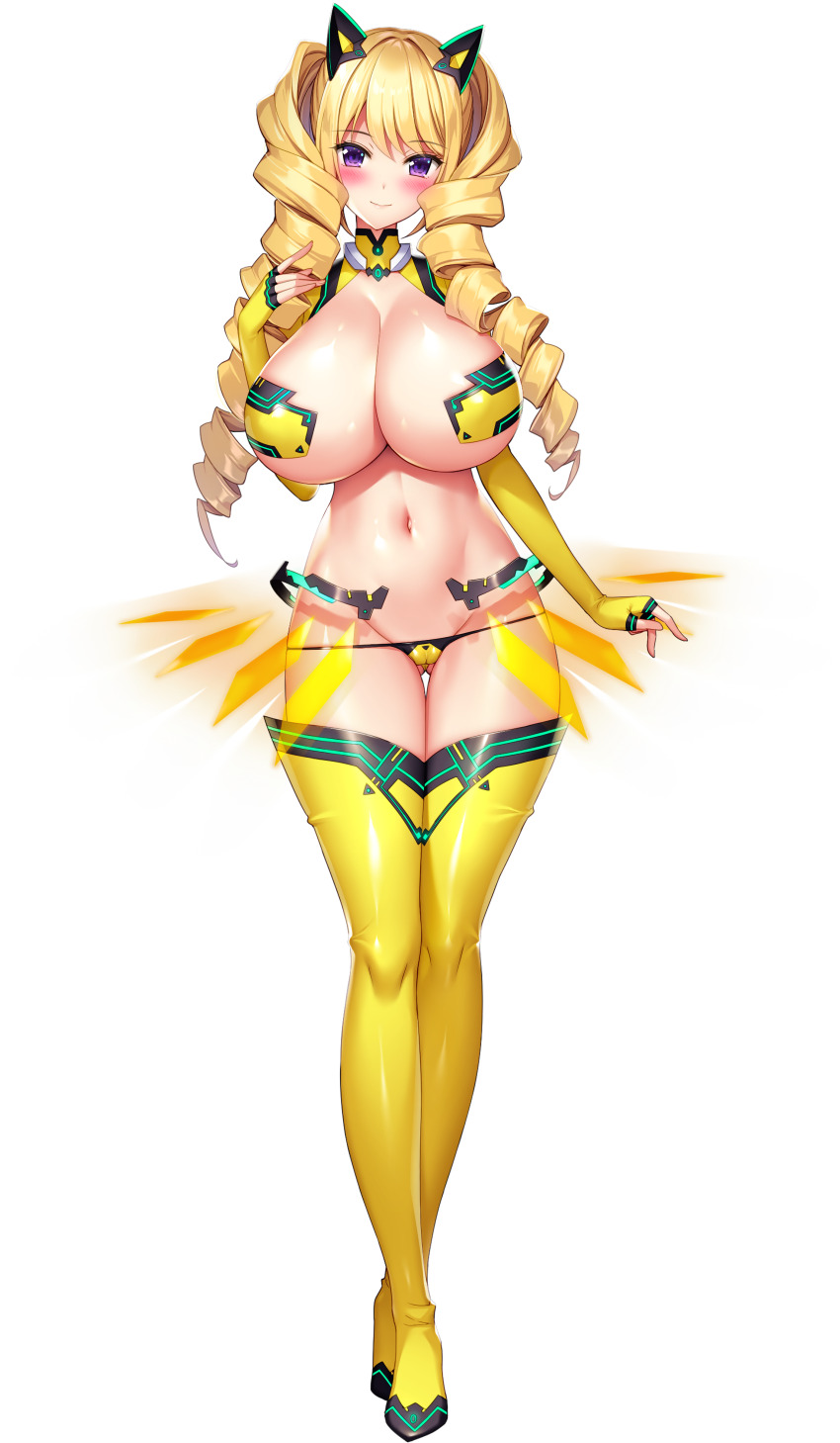 1girl, absurdres, animal_ears, ass, bikini, blonde_hair, blush, boots