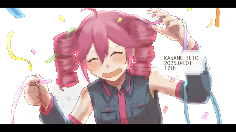 ahoge, bare_shoulders, birthday, black_sleeves, blush, breast_pocket, buttons, character_name